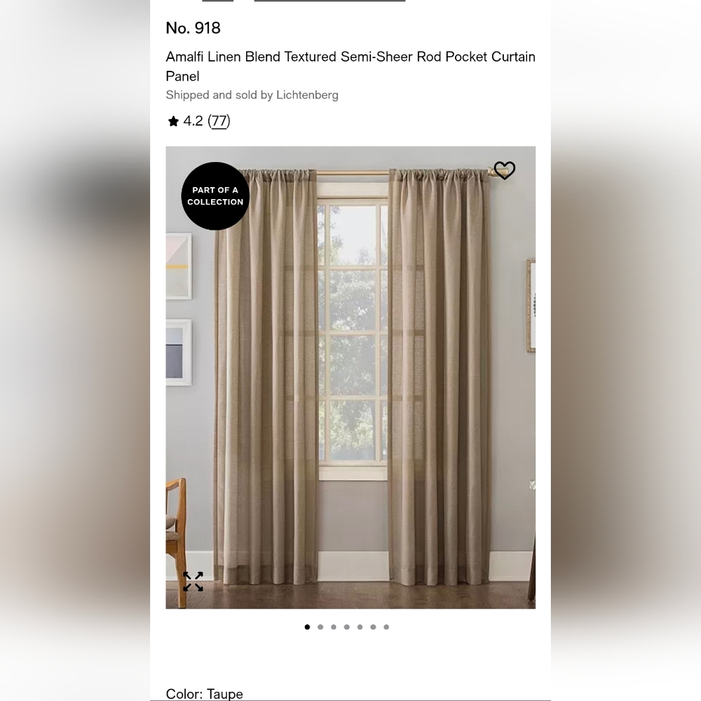 No. 918 Beige Curtains Set 40x63 - 5 Panels NEW - Picture 7 of 7